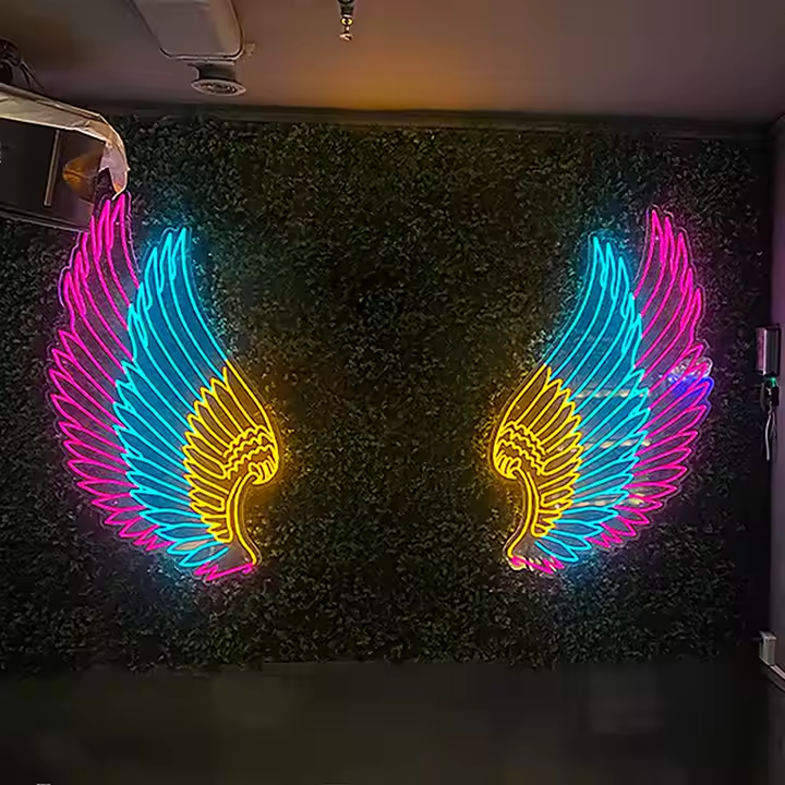 LED Neon Lighting for Home Bars Acrylic Wedding Custom Flexible LED Lights Custom Everyday Angel Wings Neon Signage